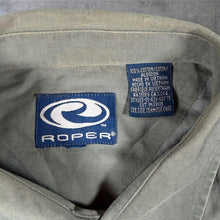 Load image into Gallery viewer, Vintage Roper Cowboy Western Patterned Grey Cotton Long Sleeve Popper Shirt
