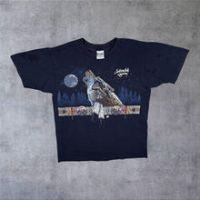 Load image into Gallery viewer, Vintage Jackson Hole "Wyoming" (1994) Native American Wolf Tourist Navy Blue T-Shirt
