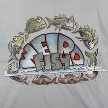 Load image into Gallery viewer, Early 00's Weird Fish Cartoon Spellout Graphic Faded Grey Cotton T-Shirt
