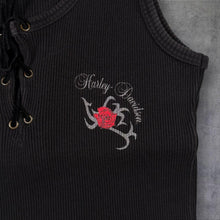 Load image into Gallery viewer, Vintage Y2K Harley Davidson "Foundry, Canterbury" Lace Up Ribbed Knit Tank Top
