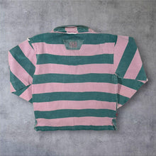 Load image into Gallery viewer, Vintage 90s D.E.A.L Rugby Smock M Pink Green Stripe 1/4 Zip Boxy Pullover
