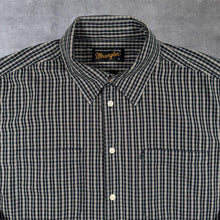 Load image into Gallery viewer, Wrangler Western Dark Navy Grey White Plaid Check Long Sleeve Cotton Shirt

