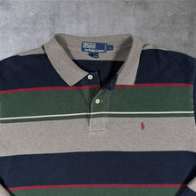 Load image into Gallery viewer, Vintage 90's Polo Ralph Lauren Rugby Shirt L Striped Navy Green Grey Long Sleeve
