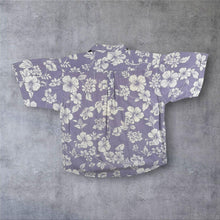 Load image into Gallery viewer, Vintage Moda L'Uomo Hawaiian Floral Pattern Purple White Short Sleeve Shirt

