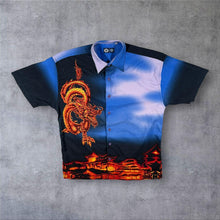 Load image into Gallery viewer, Vintage Here &amp; There Goth Y2K Traditional Dragon Graphic Short Sleeve Shirt
