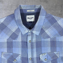 Load image into Gallery viewer, Wrangler "Slim" Western Plaid Check Pearl Snap Popper Short Sleeve Cotton Shirt
