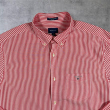 Load image into Gallery viewer, GANT Broadcloth Banker Shirt Mens L Red White Stripe Regular Fit Button Down
