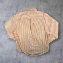 Load image into Gallery viewer, Nautica "80's Two-Ply Cotton" Orange White Striped Long Sleeve Button-Down Shirt
