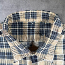Load image into Gallery viewer, Vintage Mens Beige Grey Plaid Flannel Shirt Grunge Lumberjack Workwear Check XL
