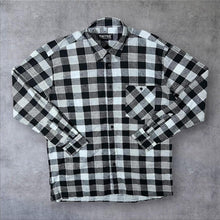 Load image into Gallery viewer, Vintage Mayne Black White Plaid Check Long Sleeve Cotton Flannel Shirt
