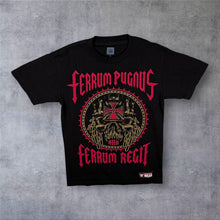 Load image into Gallery viewer, WWE Triple H "Ferrum Pugnus" Wrestling Spellout Graphic Black Cotton T-Shirt
