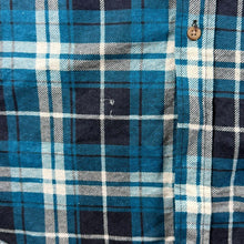 Load image into Gallery viewer, Quattro Amici Mens M Blue Plaid Check Flannel Shirt Tartan Lumberjack Grunge Longline
