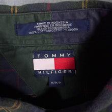 Load image into Gallery viewer, Vintage 90s Tommy Hilfiger Shirt M L Tartan Plaid Crest Logo Big Flag Cotton
