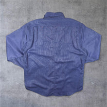Load image into Gallery viewer, Vintage Blue Star Clothing Co. Blue Micro Striped Polyester Viscose Long Sleeve Shirt
