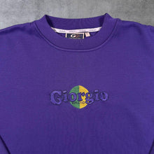Load image into Gallery viewer, Vintage Giorgio Local Boyz Embroidered Spellout Purple Crewneck Sweatshirt
