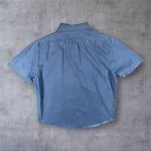 Load image into Gallery viewer, Lee Mens Chambray Shirt M Blue Micro Dot Short Sleeve Button Down Regular Fit
