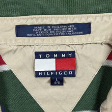 Load image into Gallery viewer, Vintage 90s Tommy Hilfiger Polo Shirt L Striped Crest Logo Red Green Navy
