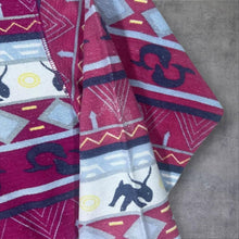 Load image into Gallery viewer, Vintage Aztec Crazy Abstract Patterned Pink Blue Cotton Long Sleeve Scoop Neck T-Shirt Top
