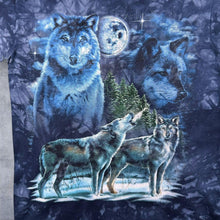 Load image into Gallery viewer, Vintage Back To Earth "Florida" Wolf Animal Wildlife Blue Tie Dye Cotton T-Shirt
