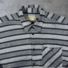 Load image into Gallery viewer, Vintage Junker Classic Grey Mix Striped Long Sleeve Polyester Flannel Shirt
