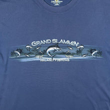 Load image into Gallery viewer, Island Shores "Grand Slammin Island Fishing" Graphic Blue Cotton T-Shirt
