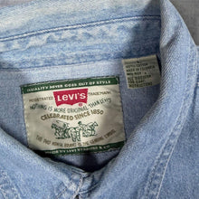 Load image into Gallery viewer, Vintage 90s Levis Red Tab Denim Shirt Mens Large Light Wash Workwear 2 Pocket
