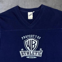 Load image into Gallery viewer, Vintage Warner Bros (2002) "Atheltic Dept." Embroidered Logo Spellout V-Neck T-Shirt
