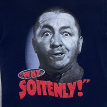 Load image into Gallery viewer, Vintage The Three Stooges (2004) "Why, Soitenly" Novelty Graphic Navy Blue T-Shirt
