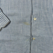 Load image into Gallery viewer, Wrangler "Regular" Blue White Striped Long Sleeve Linen Cotton Shirt
