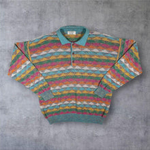 Load image into Gallery viewer, Vintage 90s Gianni Bugli Milano Geometric Knit Polo Jumper Colourful XL
