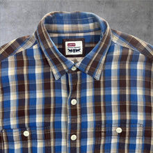Load image into Gallery viewer, Levi's "Original Workshirt" Brown Blue Plaid Check Long Sleeve Flannel Cotton Shirt
