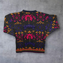 Load image into Gallery viewer, Vintage 90's Made In UK Floral Abstract Patterned Acrylic Knit Jumper
