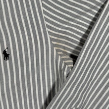 Load image into Gallery viewer, Ralph Lauren "Slim Fit" Grey White Striped Cotton Long Sleeve Button-Down Shirt
