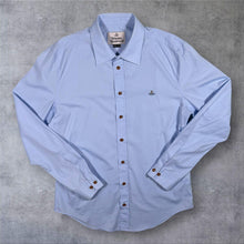 Load image into Gallery viewer, Vivienne Westwood Mens Shirt Size 52 L XL Blue Orb Logo Long Sleeve F/W 2019
