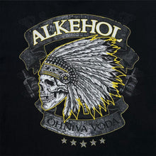 Load image into Gallery viewer, Alkehol "Ohniva Voda" Gothic Skull Spellout Graphic T-Shirt
