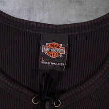 Load image into Gallery viewer, Vintage Y2K Harley Davidson "Foundry, Canterbury" Lace Up Ribbed Knit Tank Top
