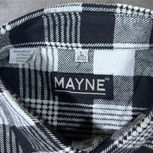 Load image into Gallery viewer, Vintage Mayne Black White Plaid Check Long Sleeve Cotton Flannel Shirt

