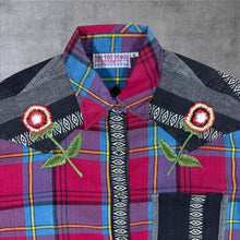 Load image into Gallery viewer, Vintage 90's On The Road Embroidered Floral Multi Plaid Check Hippy Long Sleeve Shirt
