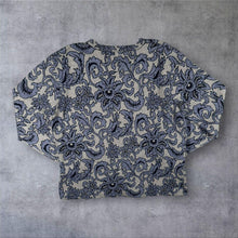 Load image into Gallery viewer, Spirit of the Andes Pima Cotton Cardigan XL Blue Floral Jacquard Made Bolivia
