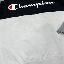 Load image into Gallery viewer, Champion Mens Sweatshirt M Grey Black White Colour Block Script Logo Crewneck
