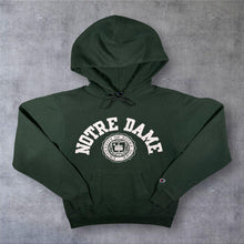 Load image into Gallery viewer, Champion "Notre Dame" University College Spellout Graphic Green Hoodie
