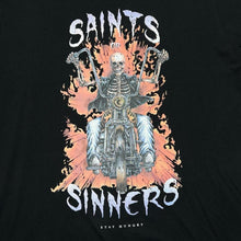 Load image into Gallery viewer, Saints Or Sinners "Stay Hungry" Gothic Biker Skeleton Spellout Graphic T-Shirt
