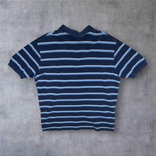 Load image into Gallery viewer, Early 00's Polo Ralph Lauren Blue Navy Striped Cotton Orange Pony Polo Shirt
