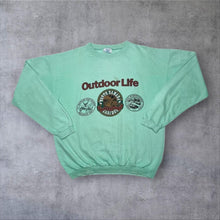 Load image into Gallery viewer, Vintage 90s Outdoor Life Caribou Sweatshirt Mint Green Wildlife Graphic Medium
