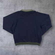 Load image into Gallery viewer, Vintage 90s Tommy Hilfiger Quarter Zip Sweatshirt XL Navy Green Striped Collar
