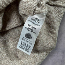 Load image into Gallery viewer, M&amp;S 100% Lambswool Jumper Mens M 38-40 Beige V Neck Pure Wool Woolmark
