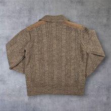 Load image into Gallery viewer, Vintage St Michael Cardigan Mens 40 S Brown Wool Blend Zip Knit Suede Trim UK
