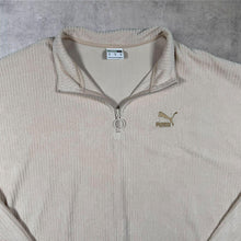 Load image into Gallery viewer, Puma Classic Cream Embroidered Mini Logo Corduroy Effect 1/4 Zip Sweatshirt
