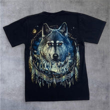Load image into Gallery viewer, Vintage Metal Rock Native American Wolf Animal Wildlife Graphic T-Shirt
