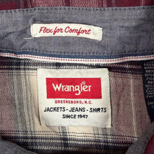 Load image into Gallery viewer, Wrangler "Flex For Comfort" Burgundy Plaid Check Cotton Blend Long Sleeve Shirt
